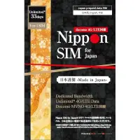 在飛比找蝦皮購物優惠-适用于日本的 Nippon SIM 卡 33 天不限流量版（