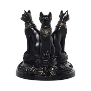 Egyptian Cat Statue Bastet 7.5CMCrystal Sphere Ball Stand Triple Goddess Display