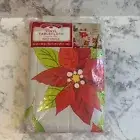 NIB Holiday Time Rectangle 60X84 Vinyl Poinsettia Tablecloth