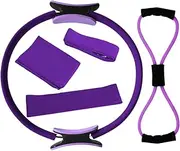 Pilates Equipment Kit for Women, 5 Pieces Pilates Ring and Ball Set, at Home Gym Rings Accessories Kit with Resistance Bands, Fitness Circles Ring Sets for Yoga Workout Stretching Outdoor Indoor