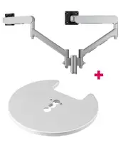 Atdec AWMS-2-D13 Dual 690mm Dynamic Monitor Arms + 135mm Post / 8kg Flat and Curved Screens + Grommet Clamp Desk Fixing, Silver AWMS-2-D13-G-S