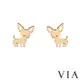 【VIA】動物系列 可愛梗犬造型白鋼耳釘 造型耳釘金色