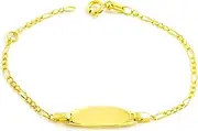 [Monde Petit] Mondepetit Girl's Bracelet 9 Carat Yellow Gold Personalised Slave Barbada 3x1 Shine 14 cm Gift Box, Yellow Gold, No Gemstone