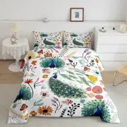 Peacock Comforter Set Mushroom Floral Twin Bedding Sets for Boys,Cartoon Animal