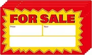 ASUNO For Sale Sticker 350 x 200 mm Premium Vinyl Decals Weatherproof Removable Durable Self-Adhesive for Vehicle Window Home Yard Outdoor Indoor 5 Pack