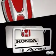 2pcs HONDA ACCORD 3D Stainless Steel License Plate Frame w/ caps - Front & Back