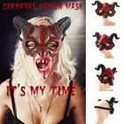 PU Leather Halloween Mask Cattle Cosplay Masquerade Goat Horn Mask Party Props