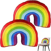 Rainbow Pillow 2Pack Rainbow Cushion for Girls Kids Bed Decoration Stuffed Plush Sofa Chairs Throw Pillows Living Room Bedroom Home Decoration-
