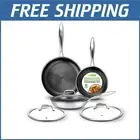 Professional 6-Piece Induction Compatible Frying Pan Set with Lids – Oven Safe