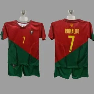 兒童足球球衣套裝 PORTUGAL 兒童T恤套裝男童T恤兒童世界杯高品質球衣 RONALDO premiumest KT