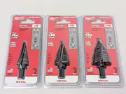 3 Milwaukee Jam Free Step Drill Bits #4 #9 & #12 48-89-9212 9204 9209 - NEW!