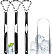 Tongue Scraper (4-pack tounge scraper), 100% BPA Free Stainless Steel Tongue scraper for Adults and Kids, Eliminate Bad Breath Metal Tongue cleaner scrubber, Healthy Oral Hygiene brushes
