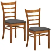 Linaria Dining Chair Set of 2 Crossback Solid Rubber Wood Fabric Seat - Walnut