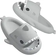 [KALEKI] Fun Shark Slides Bathroom Shower Non-slip Slippers Outdoor Couple Slippers Summer Beach Slippers for Men and Women smiley face slippers