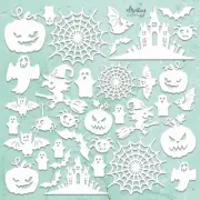Mintay Chippies HALLOWEEN SET 12 x 12 Chipboard Element Sheet Scrapbook -D34