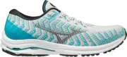 Women Mizuno Wave Rider 24 Waveknit Running Shoes Size 12 Grey Teal Aqua Green