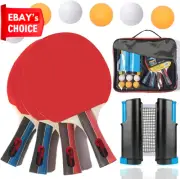 Training Pingpong Paddle Set Family Table Tennis 4 Rackets 6 Balls Retractable N