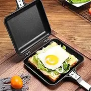LQKYWNA Toasted Sandwish Maker, Double Sided Frying Pan, Non-Stick Stovetop Toastie Maker with Handles Double Sided Grill Pan for Panini Snack Breakfast