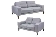 Divano Juliet 2 + 3 Seater Sofa Set Soft Fabric Uplholstered Lounge Couch Grey