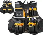 [kivrimlarv] Sleek Design Tool Vest, Builders Tool Jacket with Pockets, Sturdy Safety Tool Vest, Decorative Adjustable Equipment Vest 62x60x1cm for Carpentry Carpenters, Electricians, Yellow Color, Yellow, Refer