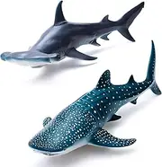 Gemini&Genius Whale Shark and Hammerhead Shark Sea Life Action Figure Ocean Model Toy Set Educational , Role Play, Swim, Bath and Collectors for Kids