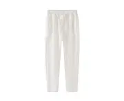 Men's Linen Pants Casual Long Pants - Loose Lightweight Drawstring Yoga Beach Trousers Casual Trousers