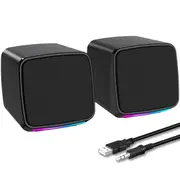 Computer Speakers Small PC Speaker USB Powered 3.5mm Aux Speaker With RGB Lamp