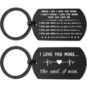 "I Love You More" Key Chain | Titanium Plated Steel | Romantic Gift