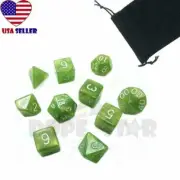 10pcs Green Polyhedral RPG Dice Set Jumanji Video Table Game Tool 7+ 3D6