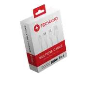 Techano 3 in 1 Cable - Lightning / Micro USB / Type C - 1M