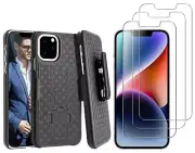 for iPHONE 11 PRO BELT CLIP CASE AND 3 PACK SCREEN PROTECTOR SWIVEL HOLSTER 3D