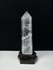 3.76LB Natural clear crystal obelisk quartz tower point healing decor+stand