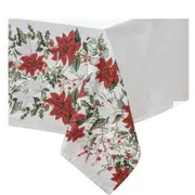 Ladelle Table Cloth Poinsettia Christmas 150x300cm Tablecloth