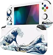 PlayVital ZealProtect Protective Case for Nintendo Switch Lite, Hard Shell Ergonomic Grip Cover for Switch Lite w/Screen Protector & Thumb Grip Caps & Button Caps - The Great Wave Off Kanagawa
