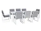 FurnitureOkay Manly 9-Piece Aluminium Outdoor Dining Setting - White