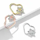 Gold Flower CZ Heart Ear Cartilage Tragus Rook Snug Daith Hoop Rings Piercing