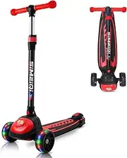 Kids Tri Scooter 3 Wheels for Kids 3-12 Years Old LED Flashing Light Adjustable Height Lean to Steer Technology Extral Wide Deck