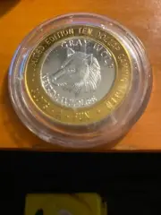 2006 Gray Wolf Limited Edition 1/2oz .999 Fine Silver $10 Gaming Token/ slots a