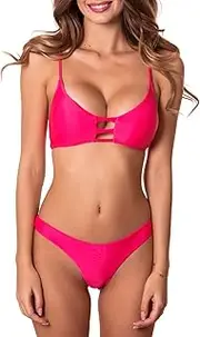 [RELLECIGA] Women's Cheeky Brazilian Cut Strappy Bikini Set