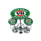 3pc A Man & His Cave Victoria Bitter Retro Bar Stool & Table Set 70cm Green