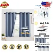 Energy-Saving PM2.5 Particle Blocker Curtains, Stone Blue - 100% Blackout 2 Pack