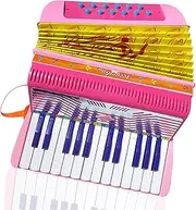 Mini 24-Key 12-Bass Accordion Lightweight Button Instrument - Easy to Learn Musical Beginners, Perfect for Stage Performances and Home Practice