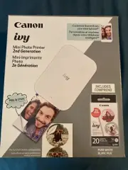 Canon IVY Mini Photo Printer 2nd Gen Pure White 20 Bonus Sticker Sheets NEW