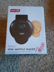 DASH Skull Shape Mini Waffle Maker Non-Stick Black NIB