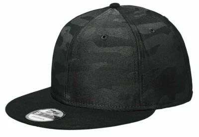 New Era Black/Black Camo 9fifty Flat Bill Snapback Cap Blank