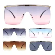 Flat Top Half Metal Rim Oversize Rectangle Shield Mob Sunglasses