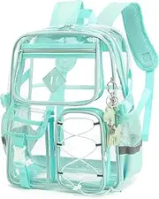 [Yusudan] Clear Backpack for Girls Women, Heavy Duty Transparent School Backpack Bookbag with Giraffe Keychain
