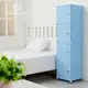 [特價]【藤立方】組合4格收納置物櫃(4門板+調整腳墊)-粉藍色-DIY