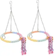 Toyvian 2pcs Cotton Rope Bird Swing Hammock Chew Perch for Parrots Parakeets Finches Quick Installation Safe Design for Birds