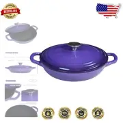 Enameled Cast Iron Braiser in Shallow Purple - Perfect for Cooking and Serving